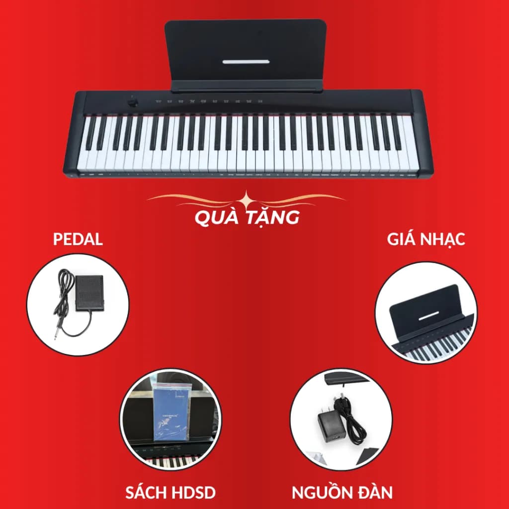 FLYKEYS M2 ĐÀN PIANO 61 PHÍM - PIN 8 TIẾNG - TẶNG FULL PHỤ KIỆN - ảnh 5