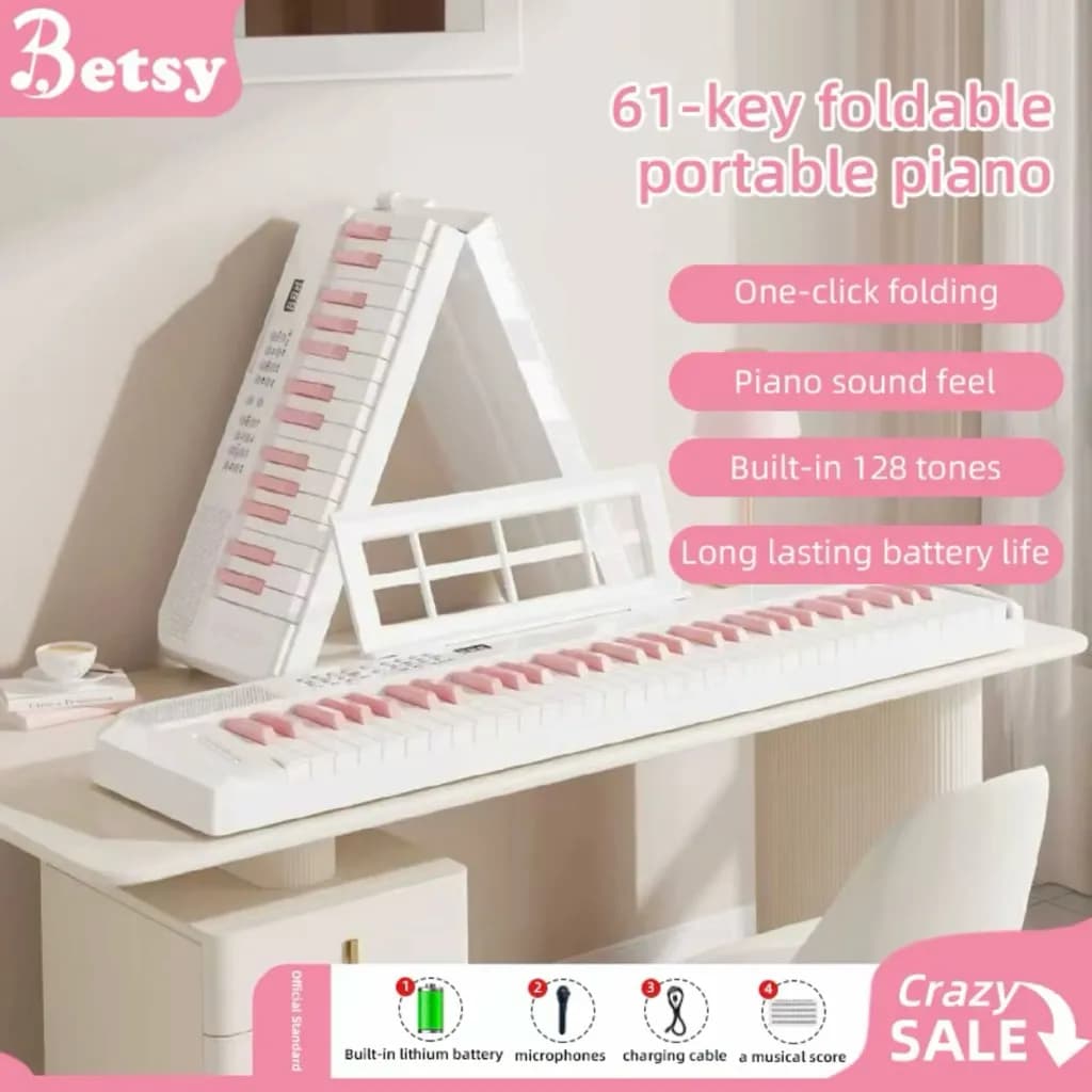 PIANO BETSY B151 GẤP GỌN 61 PHÍM CẦM TAY THÍCH HỢP CHO TRẺ EM VÀ NGƯỜI MỚI - ảnh 3
