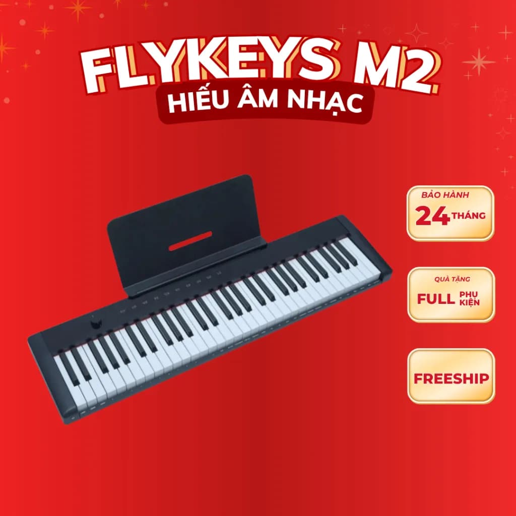FLYKEYS M2 ĐÀN PIANO 61 PHÍM - PIN 8 TIẾNG - TẶNG FULL PHỤ KIỆN - ảnh 3